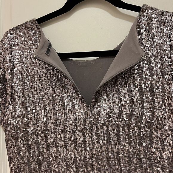Anthropologie VELVET Top by Graham & Spencer Size S Vonnie Sequin Pewter Gray - Picture 6 of 11
